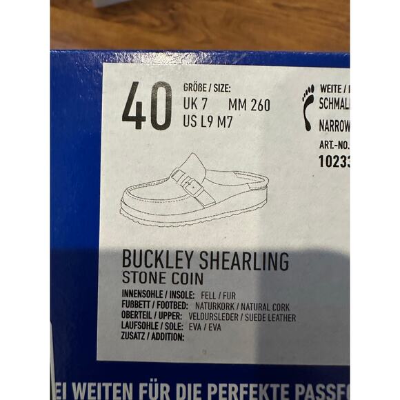 Birkenstock Buckley Shearling Suede Clog Gray Size 40 Narrow Fit NWT Cozy Clogs - Picture 10 of 10